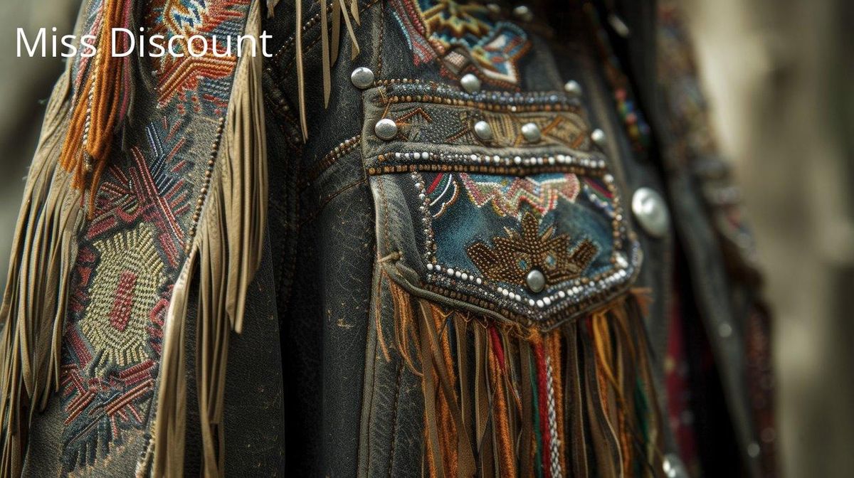 Une veste à franges richement ornée rehausse votre style avec des accessoires signature.